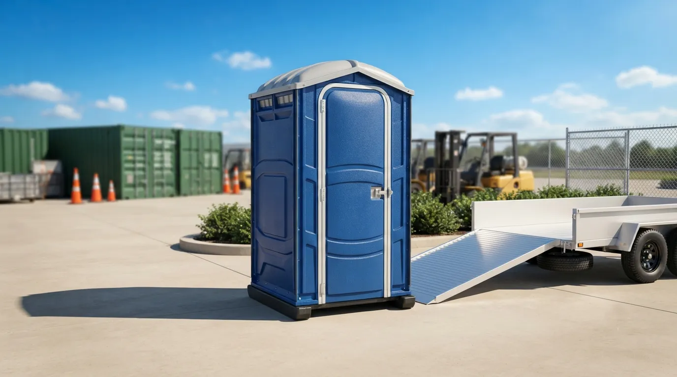 Portable restroom units delivered on a Carmel, IN work zone